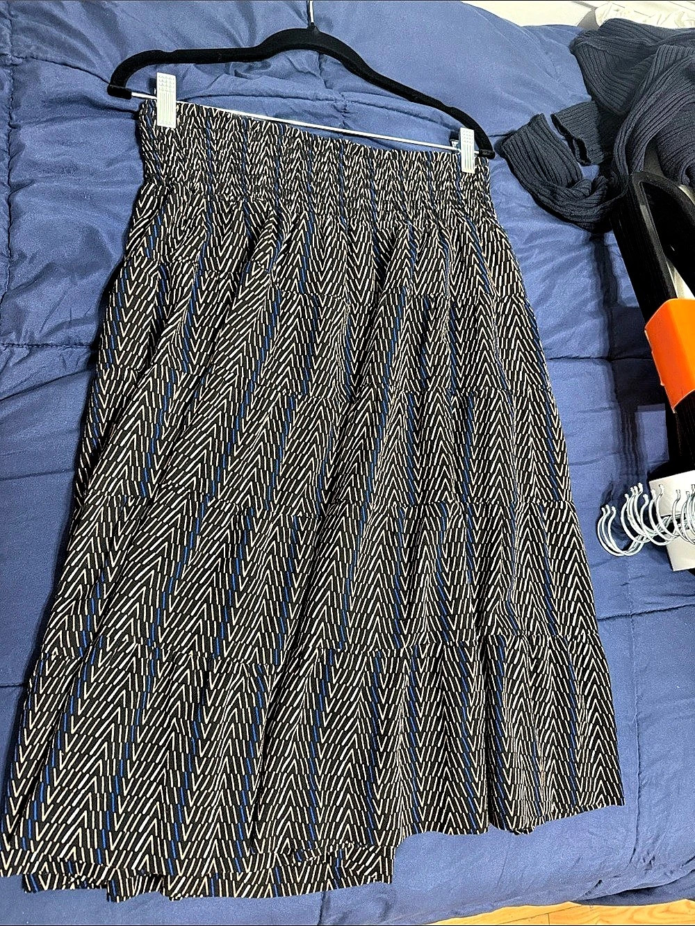 Geometric Midi Skirt in Black & Gold Like New